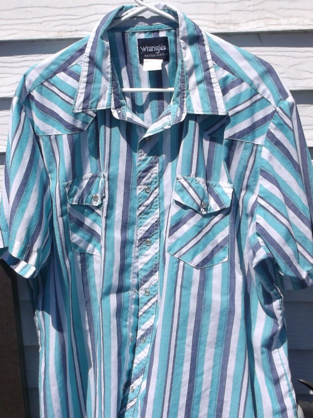 Wrangler Western Shirt XXL – Pearl Snaps, Double Pockets, Short Sleeve